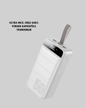 50000mAh Yüksek Kapasiteli Powerbank Hızlı Şarj ve LED Ekranlı