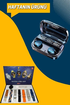 Ucuz Kaliteli Yeni Nesil 7 Kordonlu Akıllı Saat ve Kablosuz Bluetooth Kulaklık AN