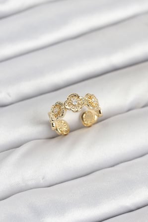 Pirinç Gold Renk Yonca Model Kadın Yüzük 5886
