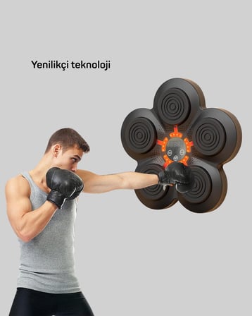 Akıllı Müzikli Boks Makinesi Bluetooth Bağlantılı Işıklı Hedefli Fitness Al