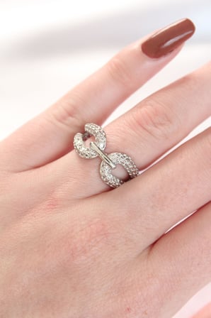 Zirkon Taşlı Silver Renk Ayarlanabilir Yüzük 5886