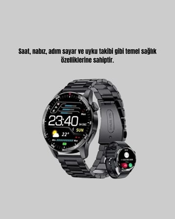 100mAh Şarjlı Akıllı Saat – Mesaj Bildirimi Müzik Kontrolü ve Ergonomik Tasa