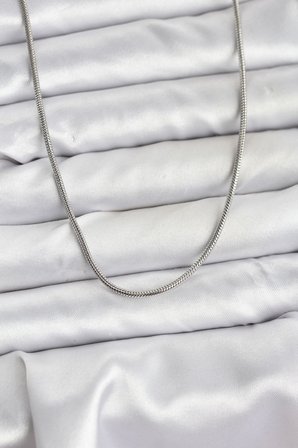 316L Çelik Zincir Gümüş Renk 60 cm Yılan Zincir Kadın Kolye 5886
