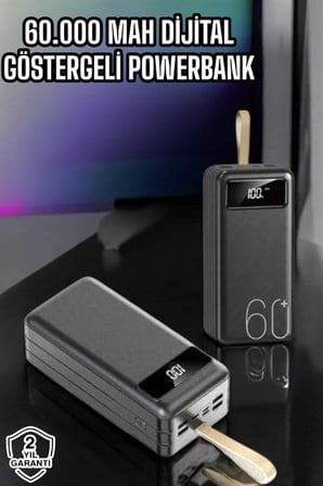 Powerbank 60.000 Mah Hızlı Şarj 4 Çıkışlı Uzun Şarj Süreli Dijital Göster