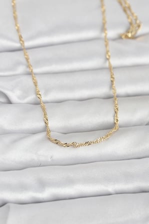 CM 14K Gold Renk Burgu Zincirli 60 cm Kadın Kolye 5886