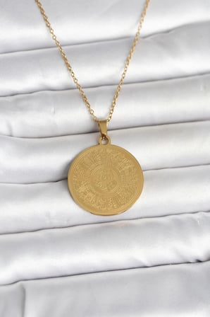 316L Çelik Gold Renk Ayetel Kürsi Yazılı Kolye 5886