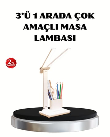 Kalemlik ve Telefon Standlı Masa Lambası – Kısılabilir LED Işık Göz Dostu T
