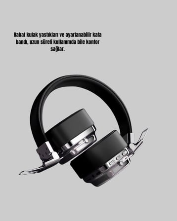 Bluetooth Kablosuz Kulak Üstü Kulaklık Katlanabilir Konforlu ve Şık Tasarımlı