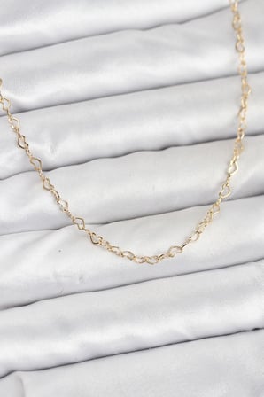 CM 14K Gold Renk Kalp Zincirli Kadın Kolye 5886