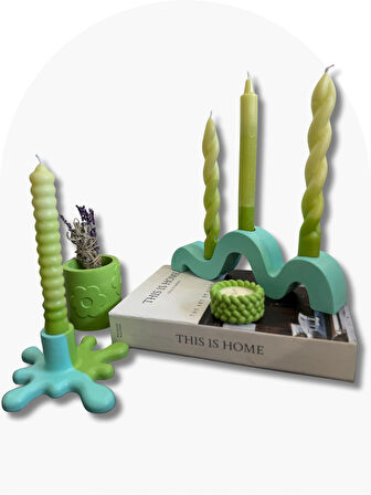 Elmalı Ritüel Mum Mumluk Adaçayı Tütsü Seti