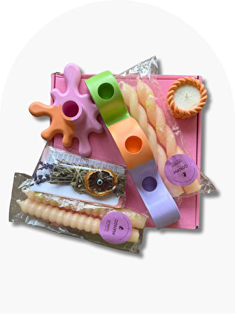 Mangolu Ritüel Mum Mumluk Adaçayı Tütsü Seti