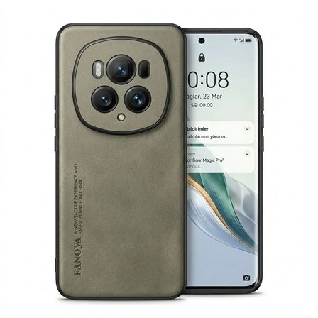 Honor Magic 6 Pro Uyumlu Kılıf Deri Görünümlü Şık Tasarım Hlt-Hide