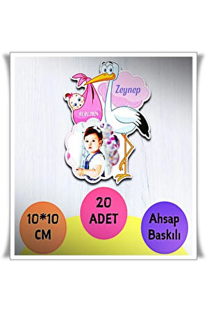Bebek Çocuk Doğum Günü Resimli Ahşap Magnet 20 Adet a8