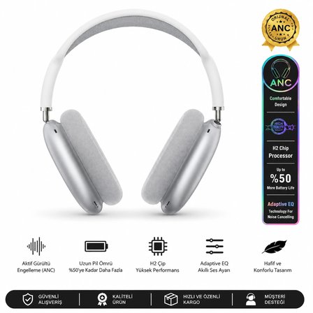 Kulaklık ANC Kulak Üstü Kablosuz Bluetooth 