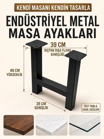 Endüstriyel Metal Masa Ayağı U Ayak Siyah Masa Sehpa Ayağı