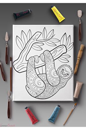 Ölçü Seçenekli Tüm Boya Türlerine Uygun Boyanabilir Tablo Tuval Mandala Çizgili Hazır Şablon Tuval