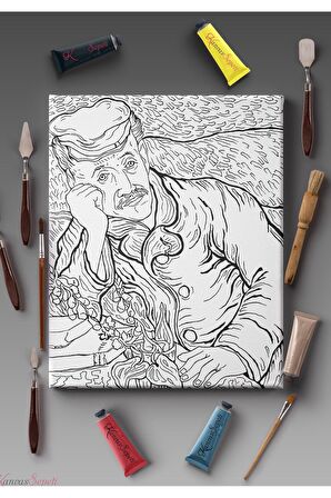 Ölçü Seçenekli Tüm Boya Türlerine Uygun Boyanabilir Tablo Tuval Mandala Çizgili Hazır Şablon Tuval