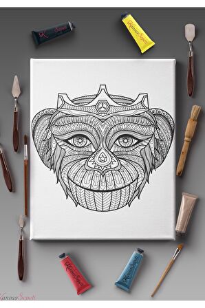 Ölçü Seçenekli Tüm Boya Türlerine Uygun Boyanabilir Tablo Tuval Mandala Çizgili Hazır Şablon Tuval