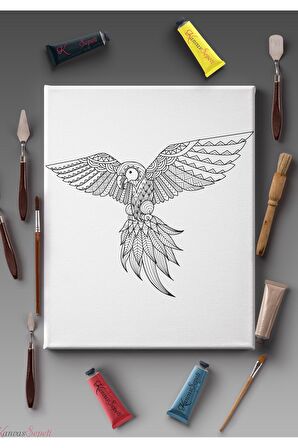 Ölçü Seçenekli Tüm Boya Türlerine Uygun Boyanabilir Tablo Tuval Mandala Çizgili Hazır Şablon Tuval