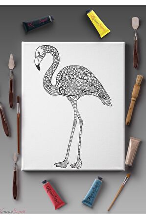 Ölçü Seçenekli Tüm Boya Türlerine Uygun Boyanabilir Tablo Tuval Mandala Çizgili Hazır Şablon Tuval