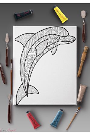 Ölçü Seçenekli Tüm Boya Türlerine Uygun Boyanabilir Tablo Tuval Mandala Çizgili Hazır Şablon Tuval