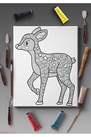 Ölçü Seçenekli Tüm Boya Türlerine Uygun Boyanabilir Tablo Tuval Mandala Çizgili Hazır Şablon Tuval