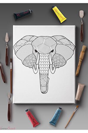 Ölçü Seçenekli Tüm Boya Türlerine Uygun Boyanabilir Tablo Tuval Mandala Çizgili Hazır Şablon Tuval