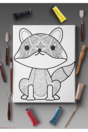 Ölçü Seçenekli Tüm Boya Türlerine Uygun Boyanabilir Tablo Tuval Mandala Çizgili Hazır Şablon Tuval