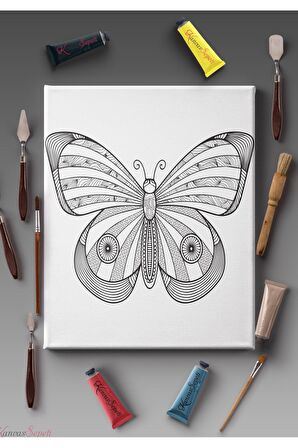 Ölçü Seçenekli Tüm Boya Türlerine Uygun Boyanabilir Tablo Tuval Mandala Çizgili Hazır Şablon Tuval