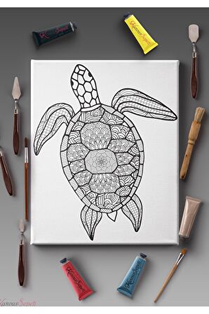 Ölçü Seçenekli Tüm Boya Türlerine Uygun Boyanabilir Tablo Tuval Mandala Çizgili Hazır Şablon Tuval