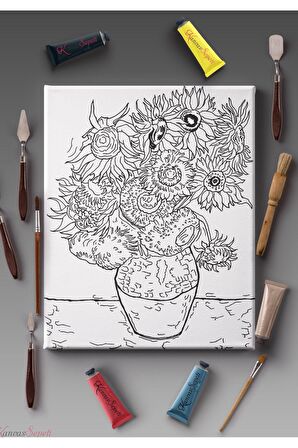 Ölçü Seçenekli Tüm Boya Türlerine Uygun Boyanabilir Tablo Tuval Mandala Çizgili Hazır Şablon Tuval