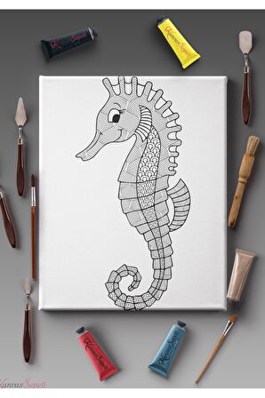 Ölçü Seçenekli Tüm Boya Türlerine Uygun Boyanabilir Tablo Tuval Mandala Çizgili Hazır Şablon Tuval