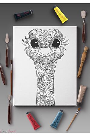 Ölçü Seçenekli Tüm Boya Türlerine Uygun Boyanabilir Tablo Tuval Mandala Çizgili Hazır Şablon Tuval