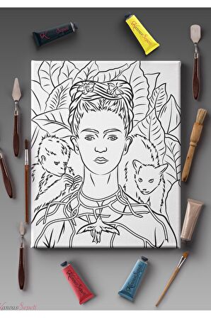 Ölçü Seçenekli Tüm Boya Türlerine Uygun Boyanabilir Tablo Tuval Mandala Çizgili Hazır Şablon Tuval