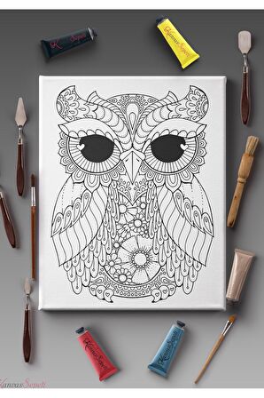 Ölçü Seçenekli Tüm Boya Türlerine Uygun Boyanabilir Tablo Tuval Mandala Çizgili Hazır Şablon Tuval