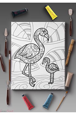 Ölçü Seçenekli Tüm Boya Türlerine Uygun Boyanabilir Tablo Tuval Mandala Çizgili Hazır Şablon Tuval