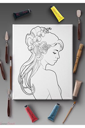 Ölçü Seçenekli Tüm Boya Türlerine Uygun Boyanabilir Tablo Tuval Mandala Çizgili Hazır Şablon Tuval