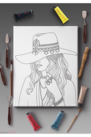 Ölçü Seçenekli Tüm Boya Türlerine Uygun Boyanabilir Tablo Tuval Mandala Çizgili Hazır Şablon Tuval