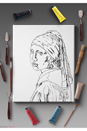 Ölçü Seçenekli Tüm Boya Türlerine Uygun Boyanabilir Tablo Tuval Mandala Çizgili Hazır Şablon Tuval