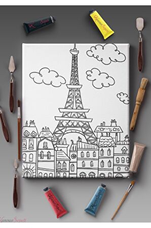 Ölçü Seçenekli Tüm Boya Türlerine Uygun Boyanabilir Tablo Tuval Mandala Çizgili Hazır Şablon Tuval