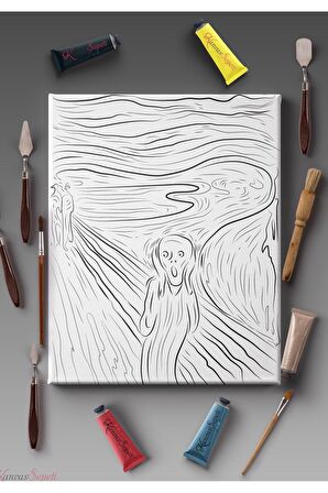 Ölçü Seçenekli Tüm Boya Türlerine Uygun Boyanabilir Tablo Tuval Mandala Çizgili Hazır Şablon Tuval