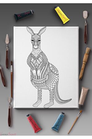 Ölçü Seçenekli Tüm Boya Türlerine Uygun Boyanabilir Tablo Tuval Mandala Çizgili Hazır Şablon Tuval