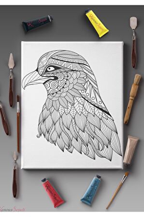 Ölçü Seçenekli Tüm Boya Türlerine Uygun Boyanabilir Tablo Tuval Mandala Çizgili Hazır Şablon Tuval