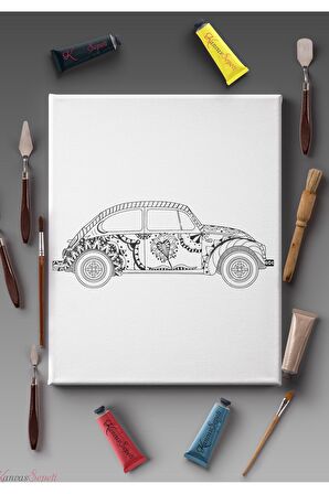 Ölçü Seçenekli Tüm Boya Türlerine Uygun Boyanabilir Tablo Tuval Mandala Çizgili Hazır Şablon Tuval