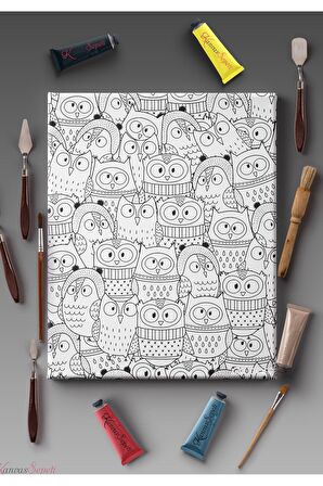 Ölçü Seçenekli Tüm Boya Türlerine Uygun Boyanabilir Tablo Tuval Mandala Çizgili Hazır Şablon Tuval