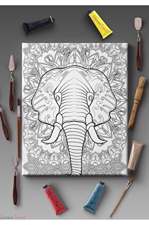 Ölçü Seçenekli Tüm Boya Türlerine Uygun Boyanabilir Tablo Tuval Mandala Çizgili Hazır Şablon Tuval