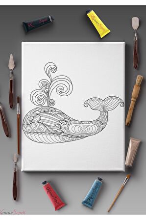 Ölçü Seçenekli Tüm Boya Türlerine Uygun Boyanabilir Tablo Tuval Mandala Çizgili Hazır Şablon Tuval