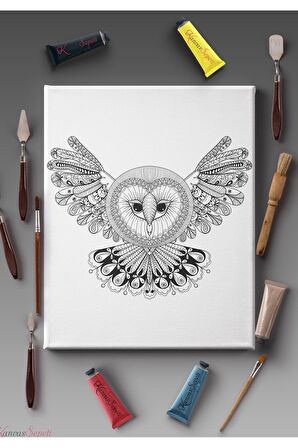 Ölçü Seçenekli Tüm Boya Türlerine Uygun Boyanabilir Tablo Tuval Mandala Çizgili Hazır Şablon Tuval