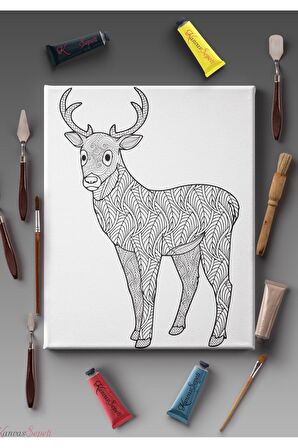 Ölçü Seçenekli Tüm Boya Türlerine Uygun Boyanabilir Tablo Tuval Mandala Çizgili Hazır Şablon Tuval