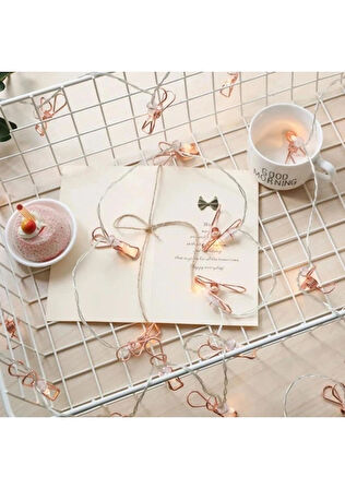 Bak Gel Al Rose Gold Metal Mandallı Fotoğraf Asma LED Işık – Pilli Sıcak Beyaz Dekorasyon Zinciri